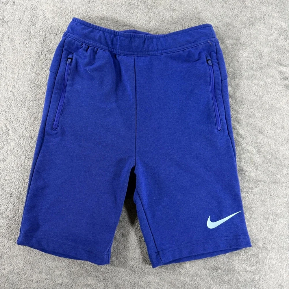 Nike Tech Shorts Youth Large Blue Excellent Dri-FIT Reflective Silver Zippered